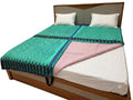 Turquoise & Blush Handmade Koudi Quilt - 90 x 108 in