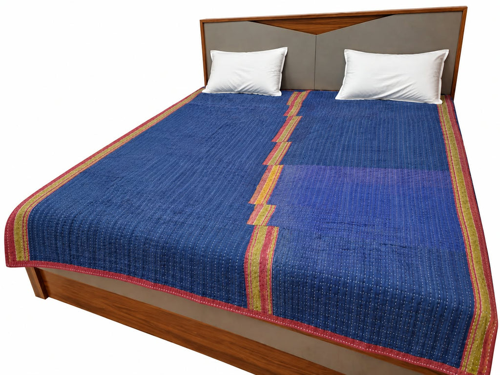 Koudi Mane Premium 100% Cotton Handmade Koudi Quilt – Indigo Blue & Green