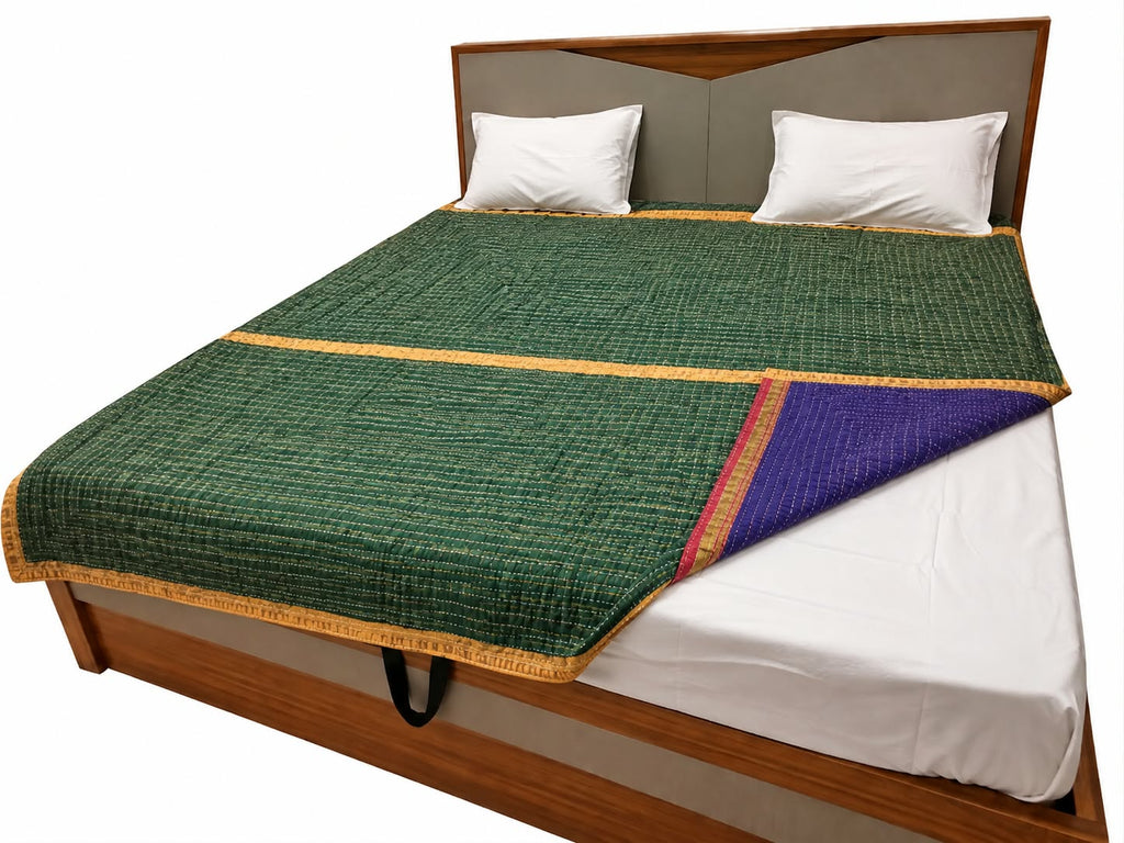 Koudi Mane Premium 100% Cotton Handmade Koudi Quilt – Indigo Blue & Green